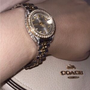 Rolex Date Just Diamond Oyster 18k band, MOP, Women's Watch